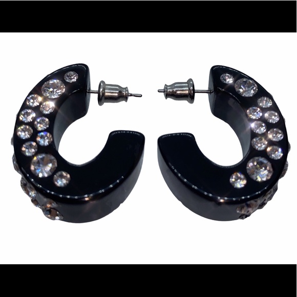 Acrylic Hoop Earrings Embellished With Genuine “Crystal Stone Elements” New! - Picture 9 of 9